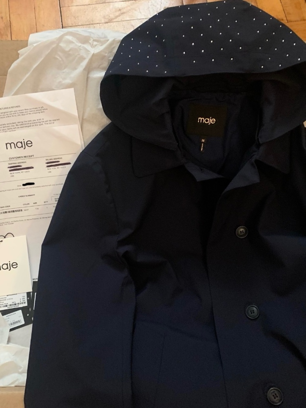 Maje long trench coat (size 4)